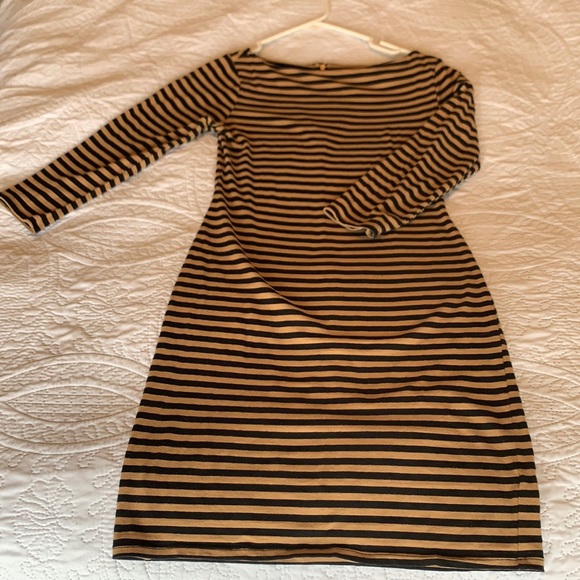 Size Small - Black & Tan Striped Dress - Picture 3 of 3